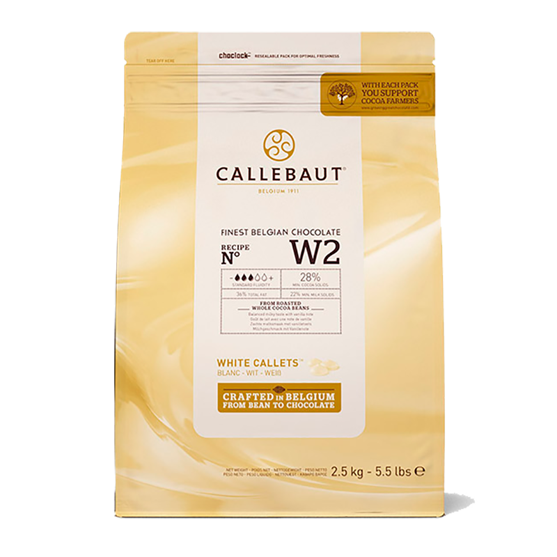 Hvid Chokolade Callebaut 28% 2,5 kg.