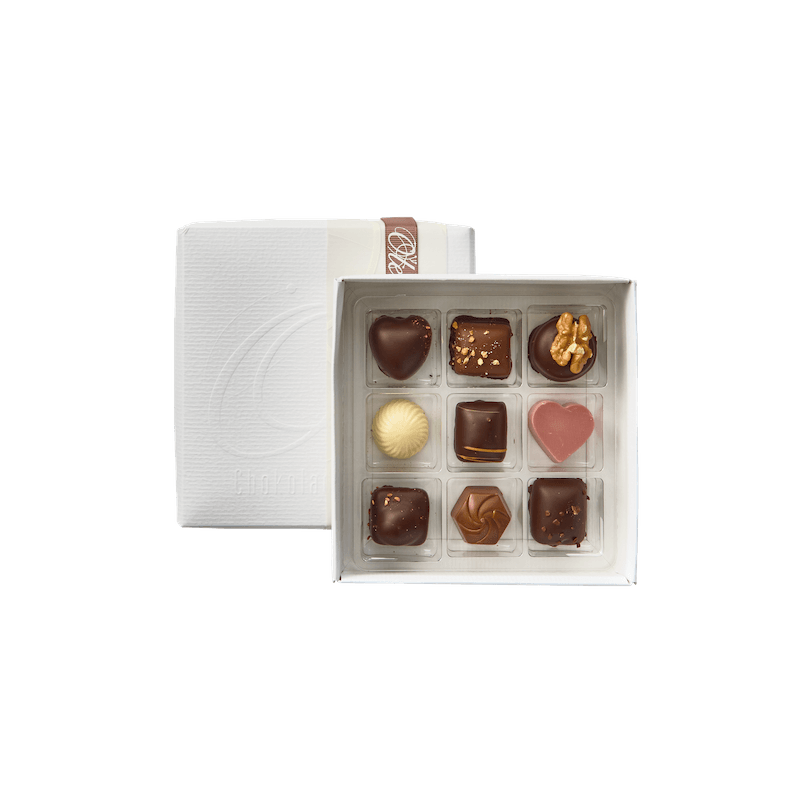 Chokoladeæske fra Ole Chokolade 9 stykker Chokoladeæske fra Ole Chokolade 9 stykker