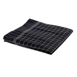 6 Kokkeviskestykker Sort m. Hvide Tern - 50 x 100cm - 100% Bomuld - 2 Stropper