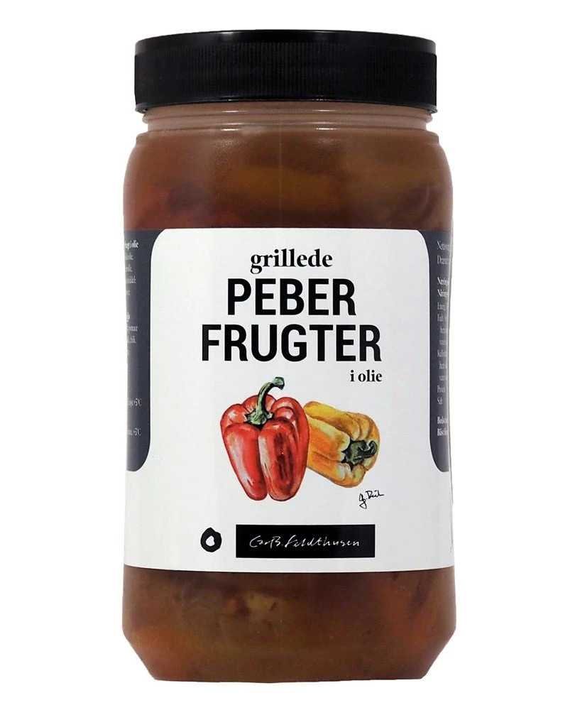 Grillede Peberfrugter i Solsikkeolie 1,1 kg.