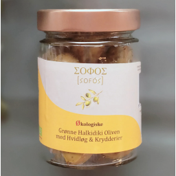 Grønne Oliven m. Hvidløg og Krydderier - Sofos
