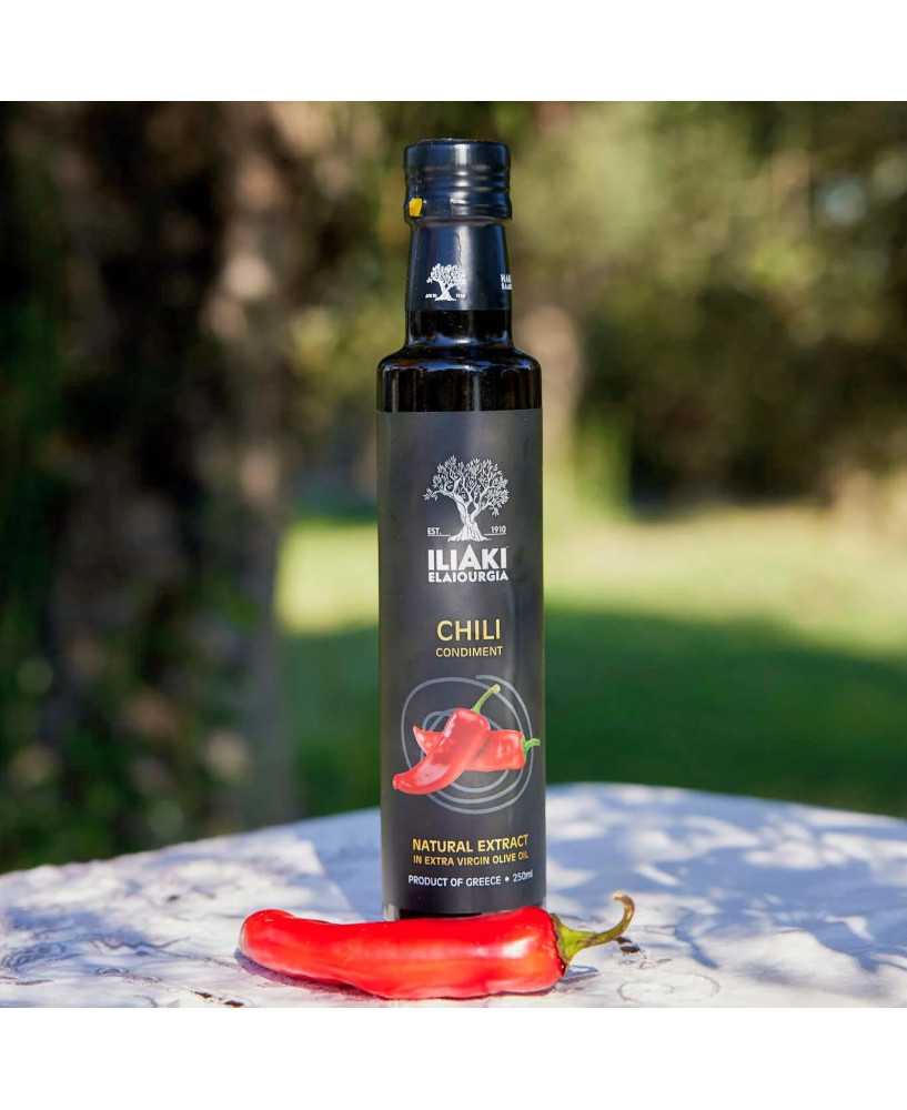 Græsk Chiliolie Ekstra JomfruOlivenolie naturlig Chili 250ml - ILIAKI