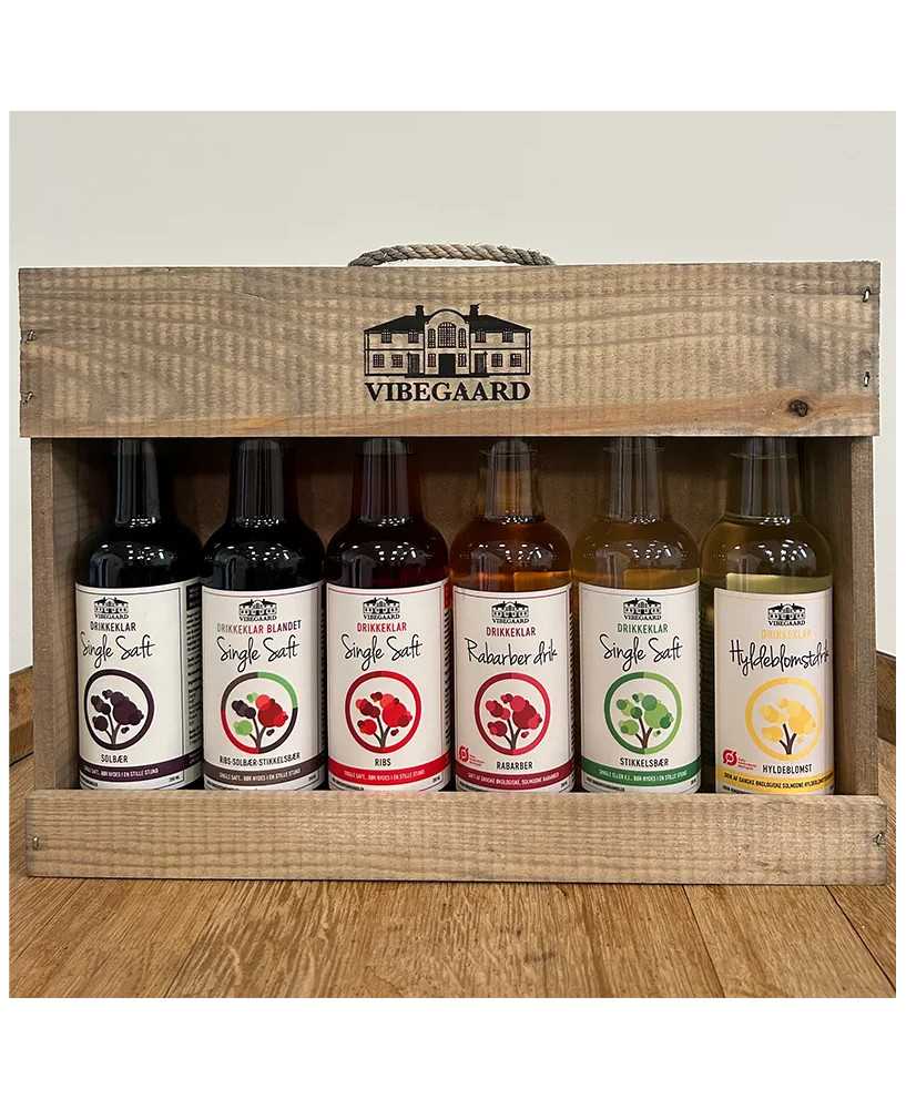 Gourmet Saft Drikkeklar 6 fl. i gavekasse - Vibegaard Gourmet Saft Drikkeklar 6 fl. i gavekasse - Vibegaard