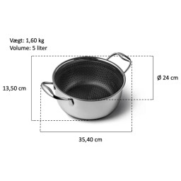 Gryde Nonstick 5 Liter Med Låg - Fusion