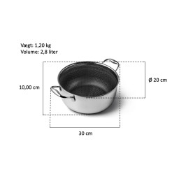 Gryde Nonstick 2,8 Liter Med Låg - Fusion
